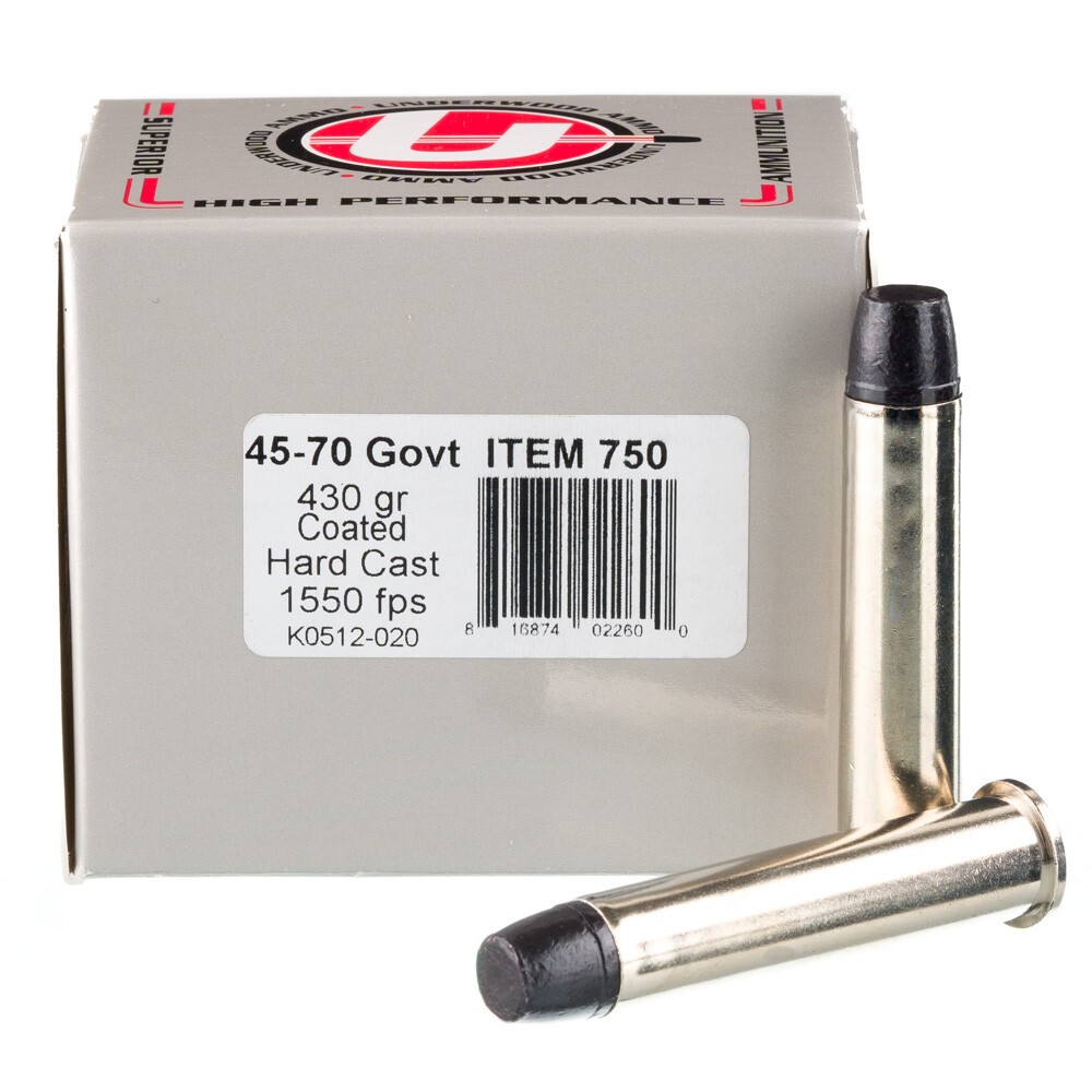 Underwood .45-70 Gov 430gr Hard Cast Flat Nose Ammo [FC-816874022600]