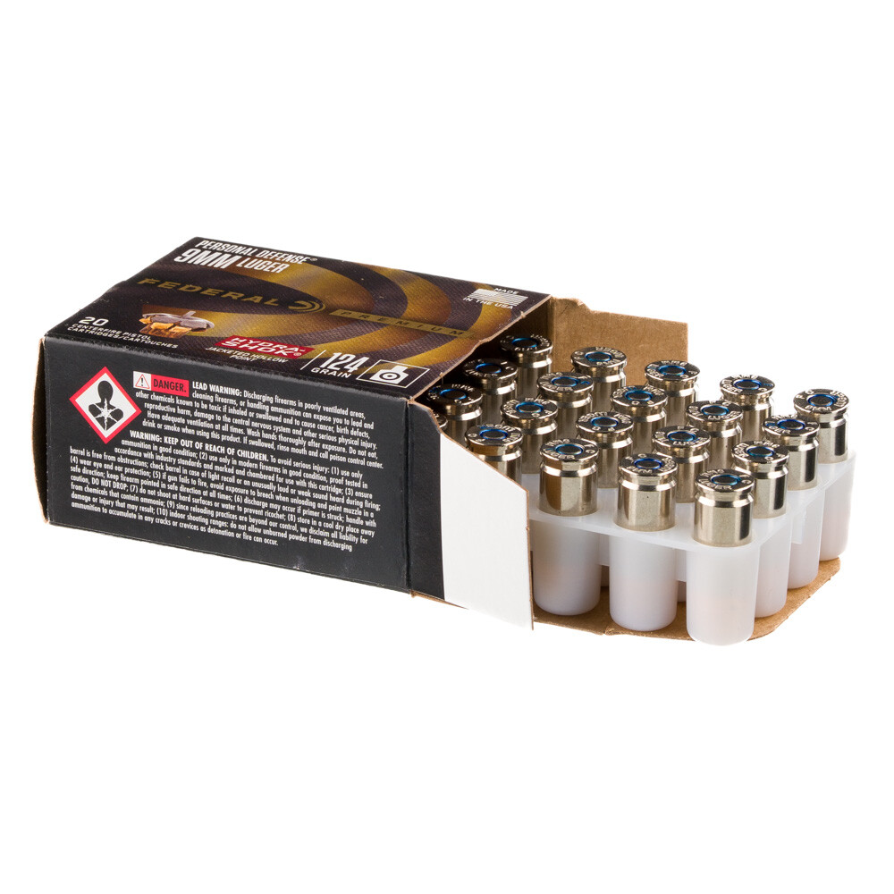 Federal Hydra-Shok 9mm 500rds JHP 124gr 1,120 fps [FC-50029465088335]