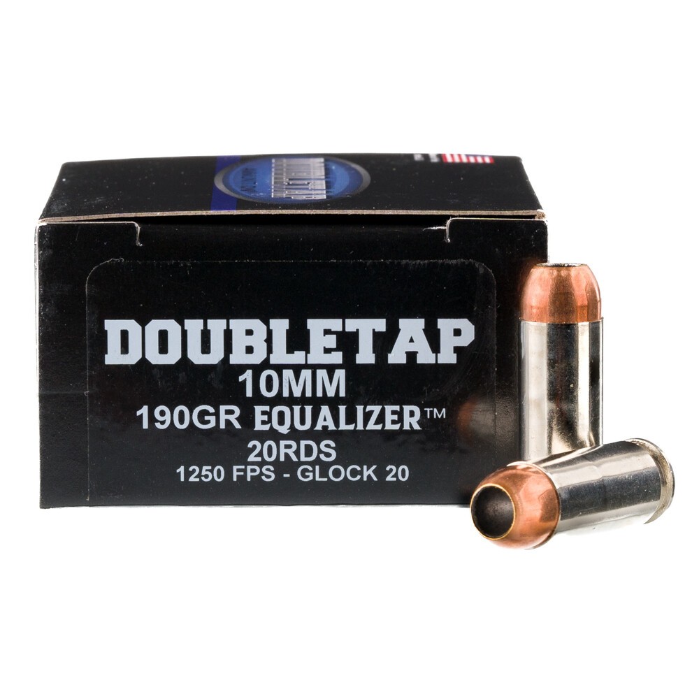 DoubleTap Equalizer 10mm Auto Ammo – 190 Grains JHP/ball, 20 Rounds
