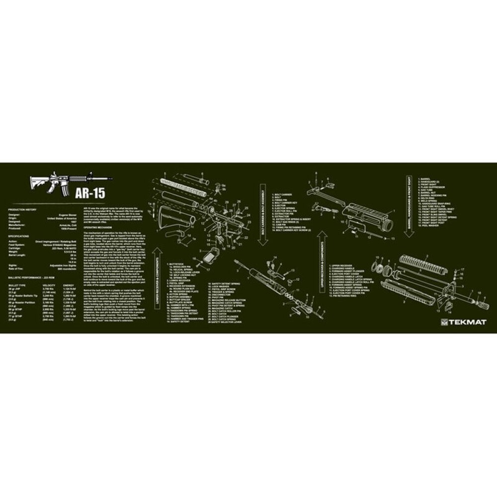 TekMat AR15 Armorer Mat 12x36 OD Green Neoprene [612409971463]