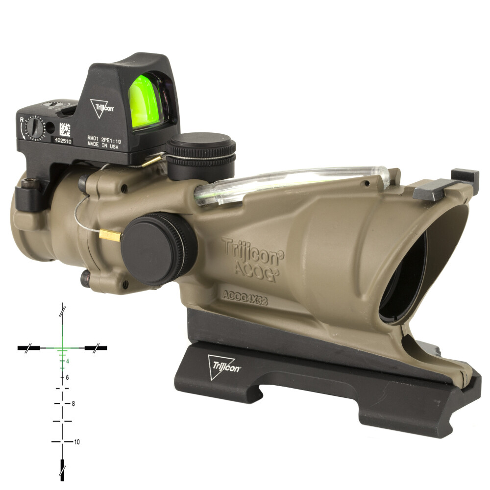 Trijicon 4x32 ACOG ECOS 5.56 Ret & Red Dot RMR FDE