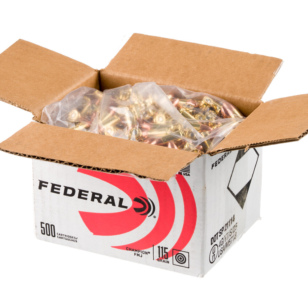 Federal Champion 9mm 115gr FMJ 500rds [FC-604544679083]