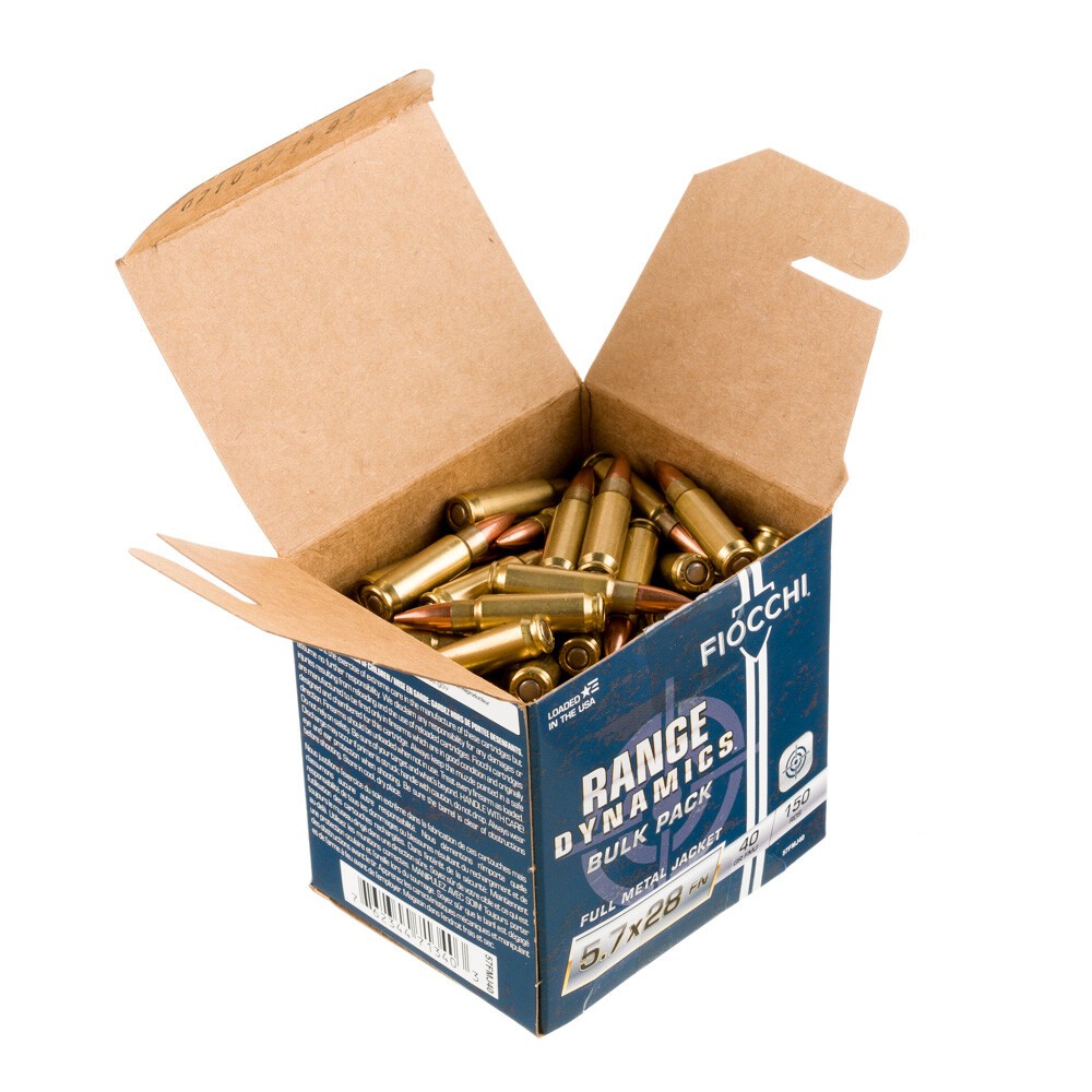 Fiocchi Range Dynamics 5.7x28 Ammunition 150 Rounds FMJ 40 Grain