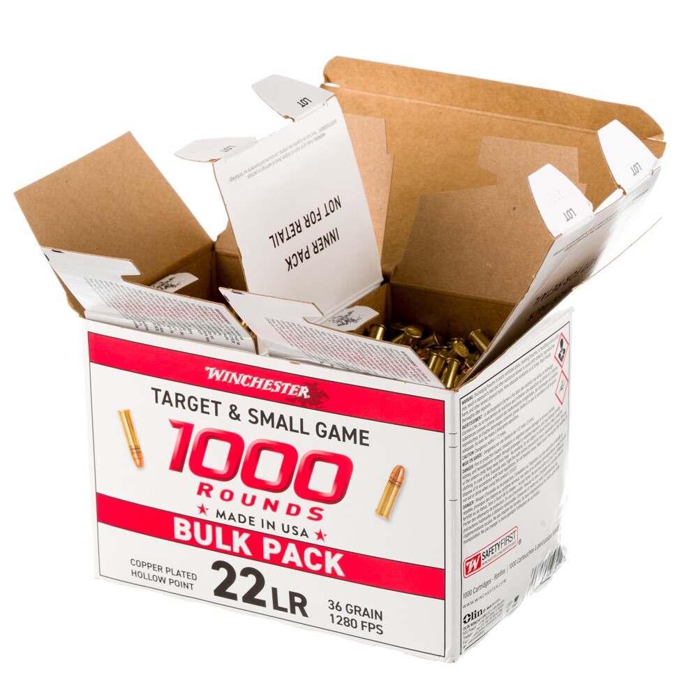 Winchester .22 LR Ammunition 1000 Rounds CPHP 36 Grains