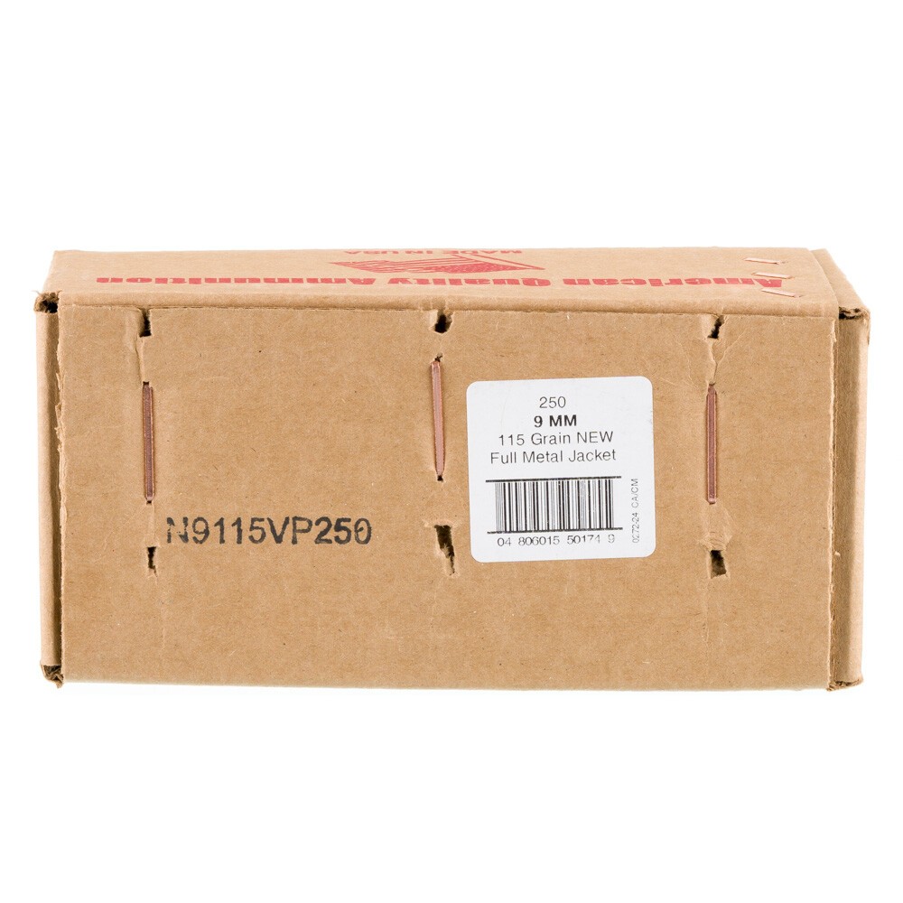 Quality Rounds American Quality 9mm Luger Ammunition 250 Rounds FMJ 115 Grain [FC ...