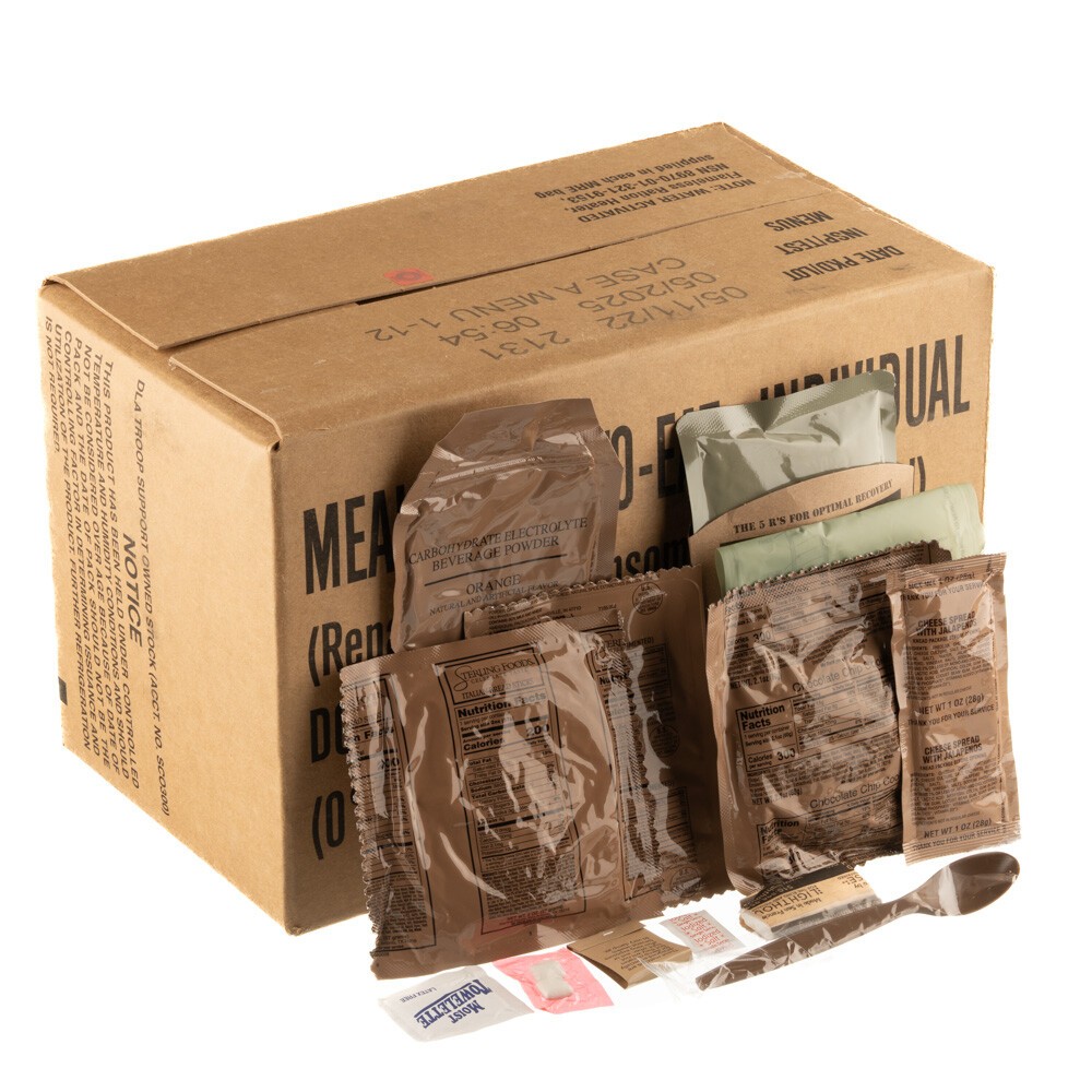 U.S. MIL-SPEC MREs w/Flameless Heaters - Menu A - 12 [R0219202525641]