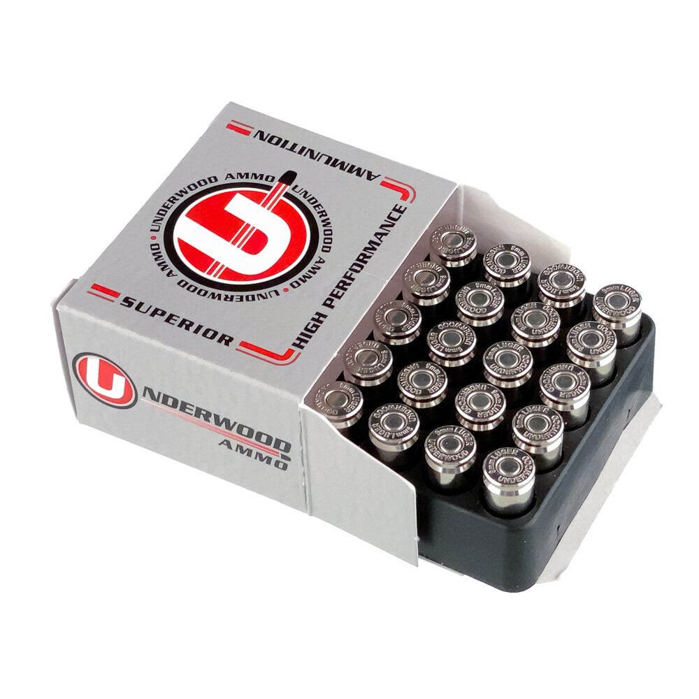 Underwood Ammo 9mm Luger +P+ Ammunition 20 Rounds Nosler JHP