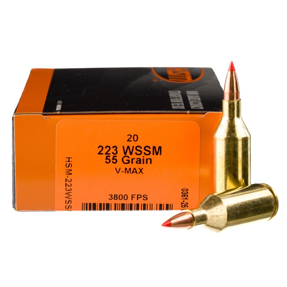 HSM Varmint .223 WSSM Ammunition 20 Rounds V-MAX 55 Grains