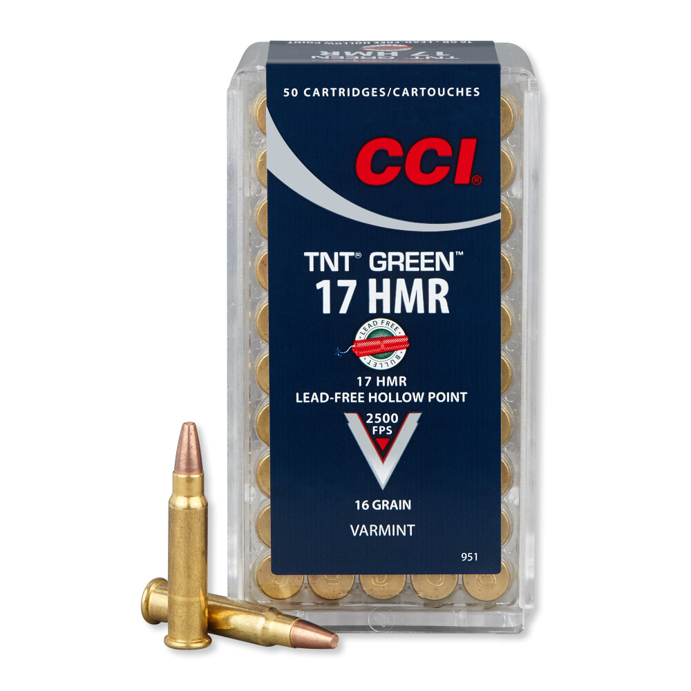 CCI TNT Green .17 HMR Ammo | 50 Rounds HP 16 Grains (Lead-Free)