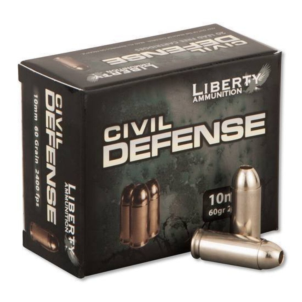 Liberty Civil Defense 10mm Auto Ammunition 20 Rounds Copper Fragmenting ...