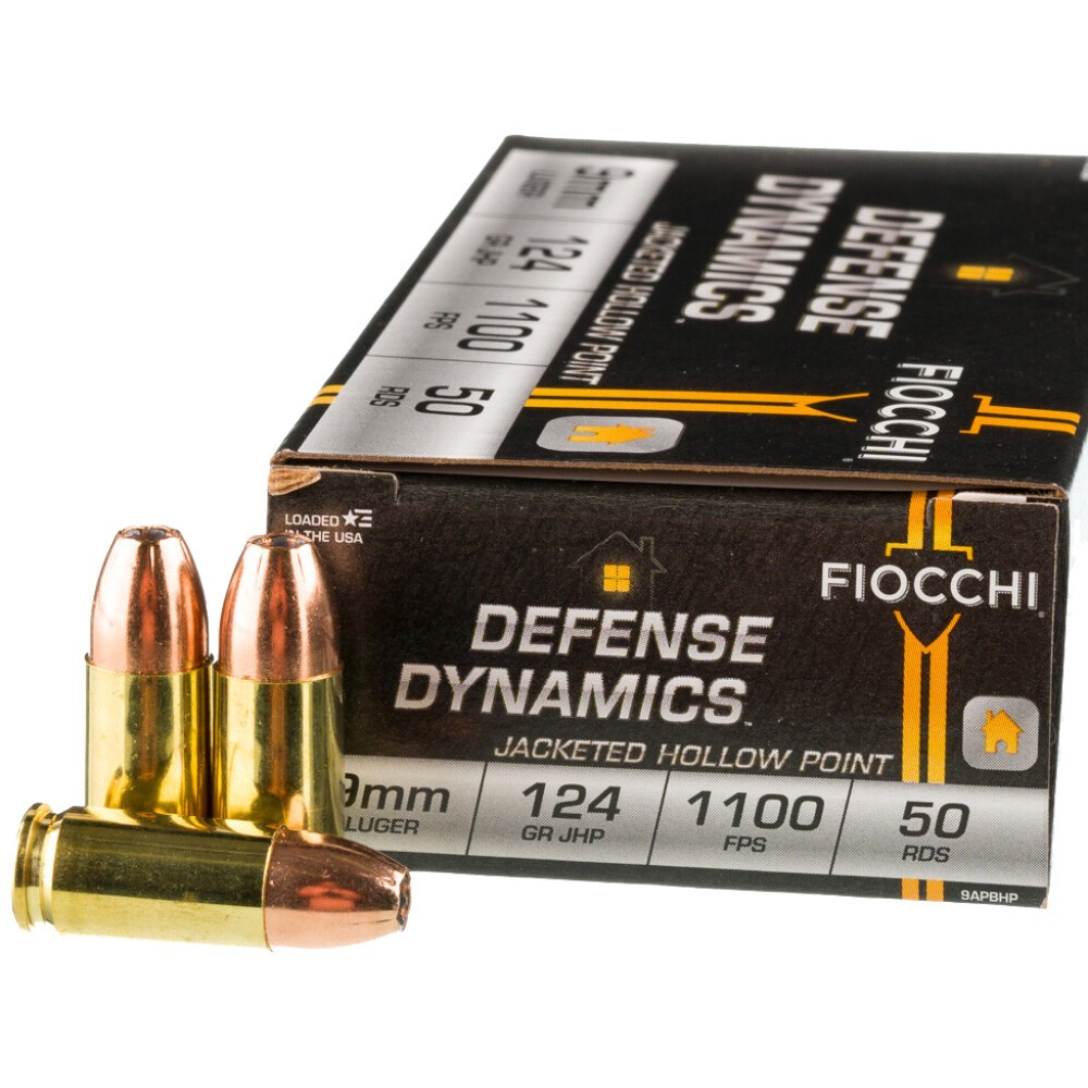 きむっち Fiocchi 9mm 124gr JHP 1100 fps Brass Ammo 50 Rounds [FC-762344706443]