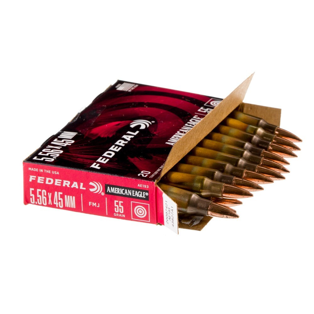 Federal American Eagle 5.56 NATO Ammunition 500 Rounds FMJ 55 Grains