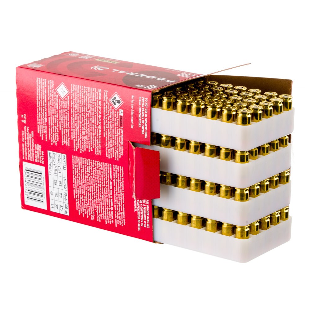 200 Rounds 50 Box Federal Champion .40 S&W Ammunition 200 Round Box 180 Grain FMJ 1000fps ...