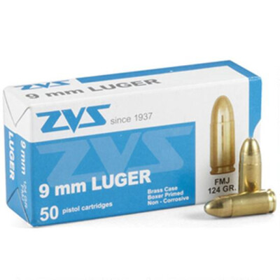 Century International ZVS 9mm Luger Full Metal Jacket, 124 Grain, 1280 fps, 50 Round Box