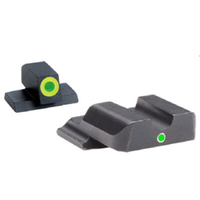 Ameriglo Tritium I-Dot Sight Set S&W M&P Green Tritium Front With LumiGreen Outline Green Tritium Rear With Square Notch Steel Matte Black SW-301