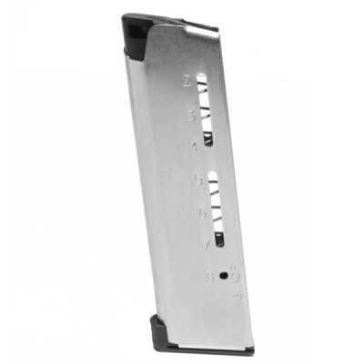 Wilson Combat 1911 Elite Tactical Government/Commander Full Size 8 Round Magazine .45 ACP Lo-Profile Steel Base Pad Stainless Steel Natural Finish