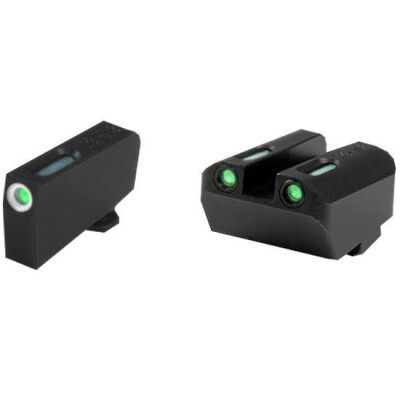 TRUGLO TFX Suppressor Height 10mm/.45 ACP/.45 GAP Front/Rear Day/Night Sight Set for Glock Green Tritium 3-Dot Configuration Front White Focus Lock Ring Square Cut Rear Notch Steel Black