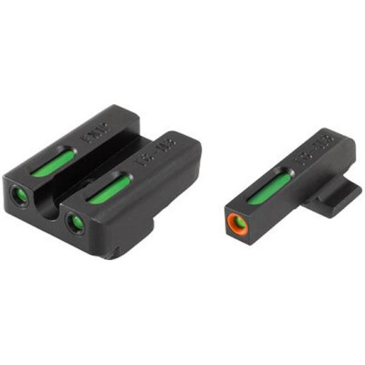 TRUGLO TFX Pro FN FNP-9/FNX-9/FNS-9 Front and Rear Set Green TFO Night Sights Orange Ring Steel Black TG13FN1PC