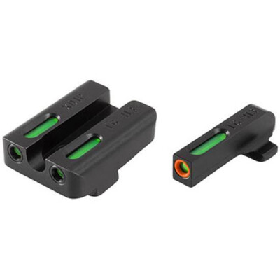 TRUGLO TFX Pro Springfield XD/XDm/XDs/Mod2 Front and Rear Set Green TFO Night Sights Orange Ring Steel Black TG13XD1PC