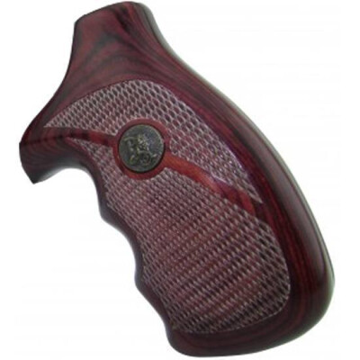 Pachmayr Renegade Deluxe Wood Laminate Revolver Grips S&W J-Frame Round Butt Revolver Checkered Cut Panels Rosewood