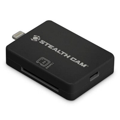 Stealth Cam Memory Card Reader for IOS Devices with On the Go USB Functionality Matte Black STC-SDCRIOS