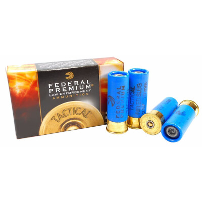 Federal LE Tactical 12 Gauge Ammunition 5 Rounds 2-3/4" 1 Ounce Hydra-Shok Hollow Point Rifled Slug 1600fps
