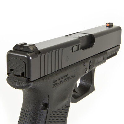 Night Fision Perfect Dot Tritium Night Sight Set for Glock 17/19/26/34 Green Tritium Front/U-Notch Blank Rear Metal Body Black Nitride Finish