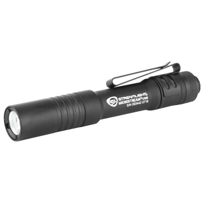 Streamlight MicroStream USB Flashlight LED 250 Lumens Rechargeable Battery Aluminum Black Clam Pack