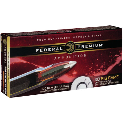 Federal Nosler AccuBond .300 RUM Ammunition 20 Rounds 180 Grain Nosler AccuBond PT BT 3100fps