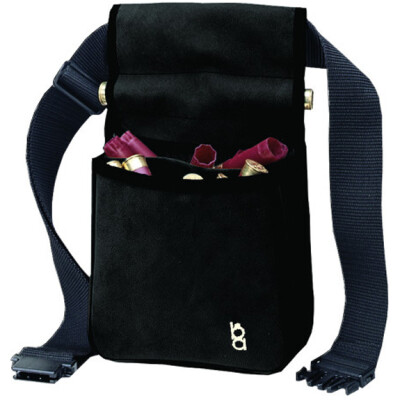 Bob Allen Classic Divided Shell Pouch with Belt 8"x4"x7" Twin Compartments Synthetic Leather Black