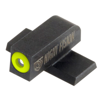 Night Fision Perfect Dot Tritium Front Sight Only Springfield XD/XD(M)/XD Mod 2/XD-S/XD-E Front Sight Green Tritium Front Yellow Outline Metal Body Black Nitride Finish
