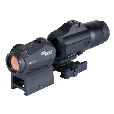 SIG Sauer Romeo5 Red Dot Optic/Juliet3 3X Magnifier Combo 8 Daytime/2 Night Vision Settings CR2032 Battery Graphite/Black