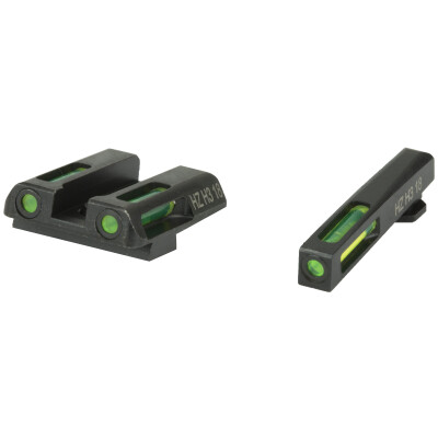 HIVIZ LITEWAVE H3 for Glock 42/43 Green Tritium Fiber Optic Night Sight Set Steel Black