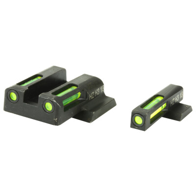 HiViz LITEWAVE H3 S&W M&P Shield Green Tritium Fiber Optic Night Sight Set Steel Black