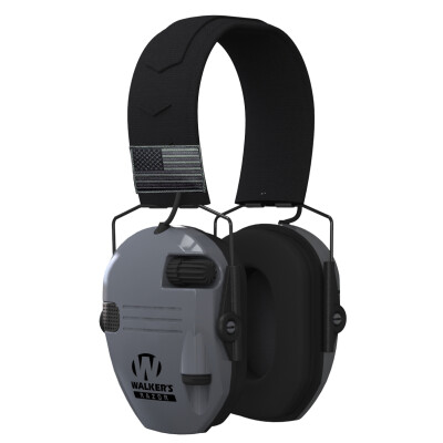 Walkers Razor Patriot Electronic Earmuff Slim Over Ear Protection Exclusive Gray