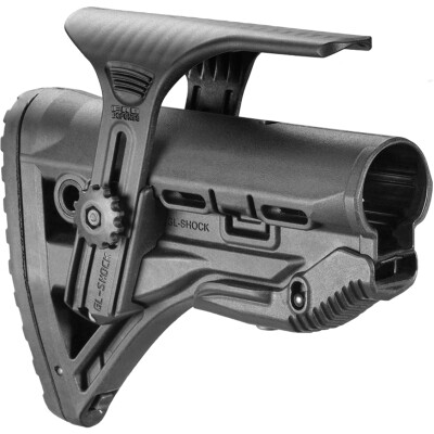 FAB Defense AR-15 Shock Absorbing Buttstock with Cheek Rest Mil-Spec and Commercial Tubes Polymer Black