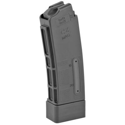 CZ Scorpion EVO 3 20 Round Magazine 9mm Luger Windowed Polymer Matte Black Finish