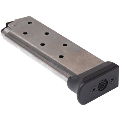 SIG Sauer P938 Legion 7 Round Magazine 9mm Luger Extended Black Base Pad Natural Steel Finish