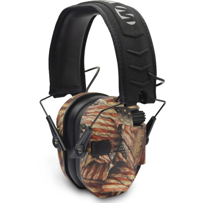 Walkers Razor Right To Bear Arms Electronic Earmuff Slim Over Ear Protection USA Flag