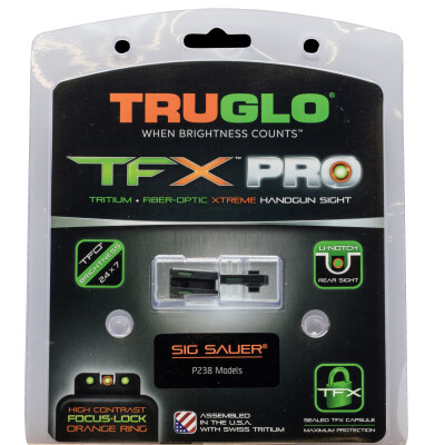 TRUGLO TFX PRO Sight Set For SIG Sauer P238 Orange Front Sight Ring Green Sights Black Bases