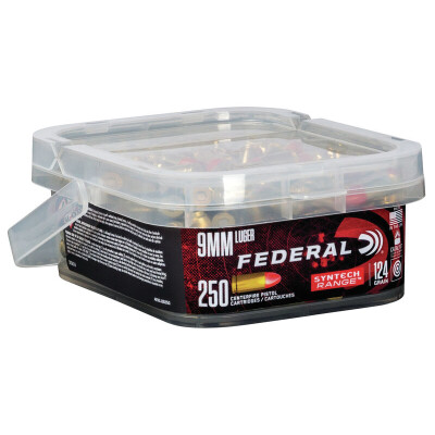 Federal Syntech Range 9mm Luger Ammunition 250 Rounds TSJ 124 Grain