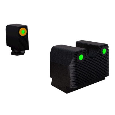 Rival Arms Tritium Handgun Night Sights for Glock 17/19 MOS Orange Front Ring CNC Machined Stainless Steel Billet Matte Black Finish