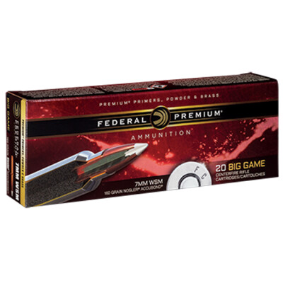 Federal Premium Nosler 7mm WSM Ammunition 20 Rounds 160 Grain Nosler Accubond 3000fps