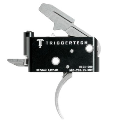 Trigger Tech Adaptable AR-15 Primary Drop In Replacement Trigger Curved Lever Two Stage Adjustable Natural Stainless Steel Finish