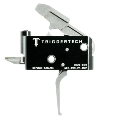 Trigger Tech Adaptable AR-15 Primary Drop In Replacement Trigger Flat Lever Two Stage Adjustable Natural Stainless Steel Finish