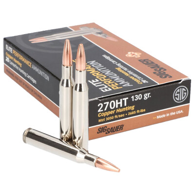 SIG Sauer Elite Copper Hunting .270 Winchester Ammunition 20 Rounds HP 130 Grain
