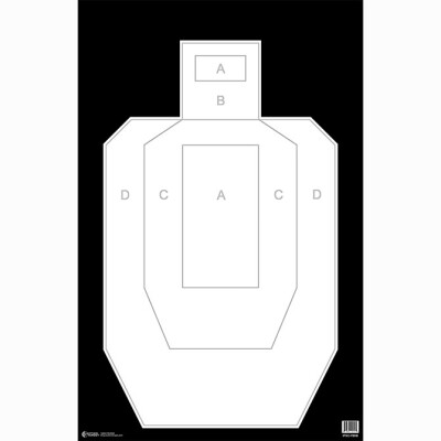 Action Target High Visibility IPSC/USPSA Paper Target 23" x 35" Ivory/Black 100 Pack