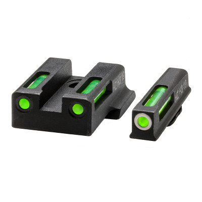 HiViz Litewave H3 Tritium/Litepipe fits S&W M&P Shield 380EZ Models Green Front Sight with White Front Ring/Green Rear Sight Steel Housing Matte Black