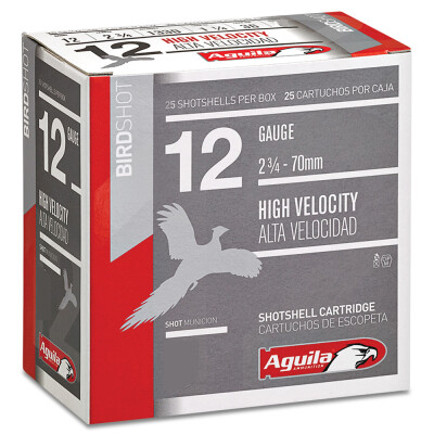 Aguila High Velocity Field 12 Gauge Ammunition 25 Rounds 2-3/4" Length 1-1/4 Ounce #8 Shot 1330fps