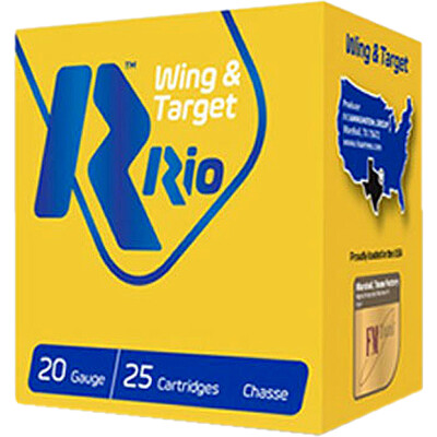 RIO Ammunition Wing & Target 20 Gauge Ammunition 25 Rounds 2-3/4" #7.5 Lead 7/8oz